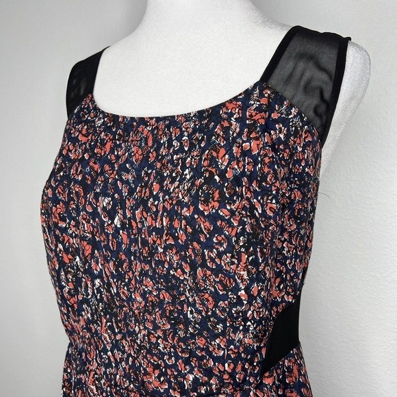 BCBGeneration Navy Blue Red Black Abstract Floral Sleeveless Dress Sz 10 - Picture 3 of 11